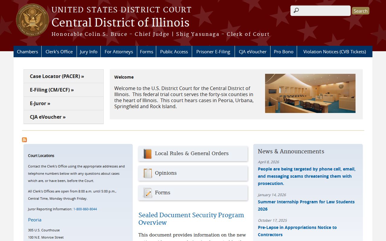 Central District federal court serving Coles County criminal cases