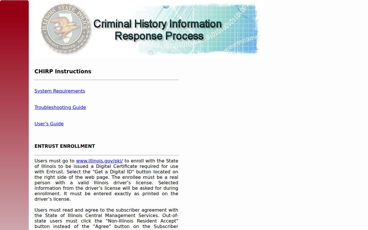 Coles County criminal history CHIRP conviction portal