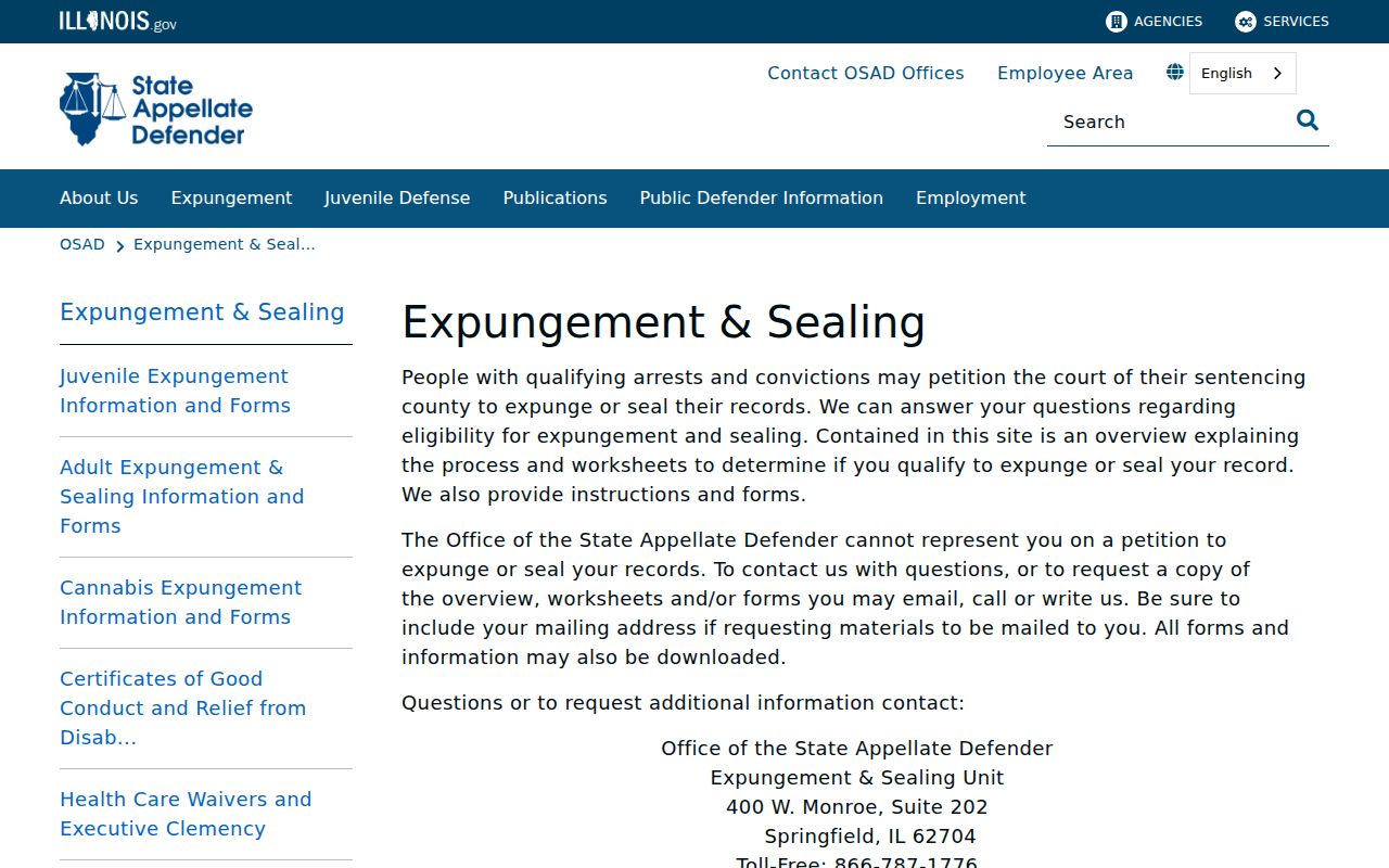 Coles County criminal history expungement and sealing resources