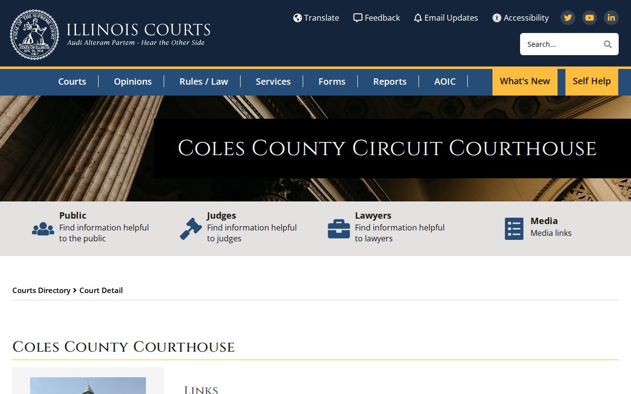 Coles County criminal history courthouse record office