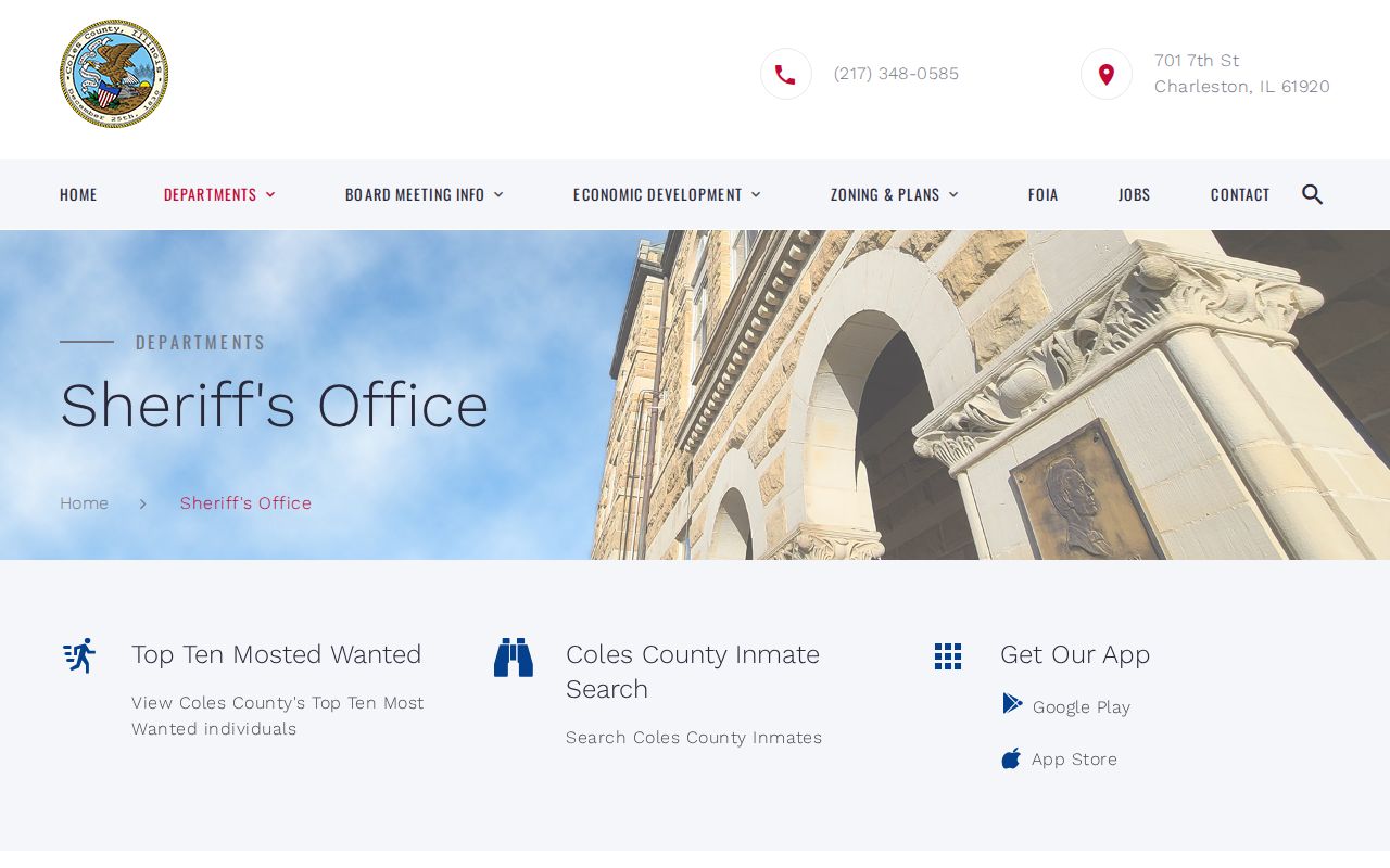 Coles County criminal history sheriff inmate record links