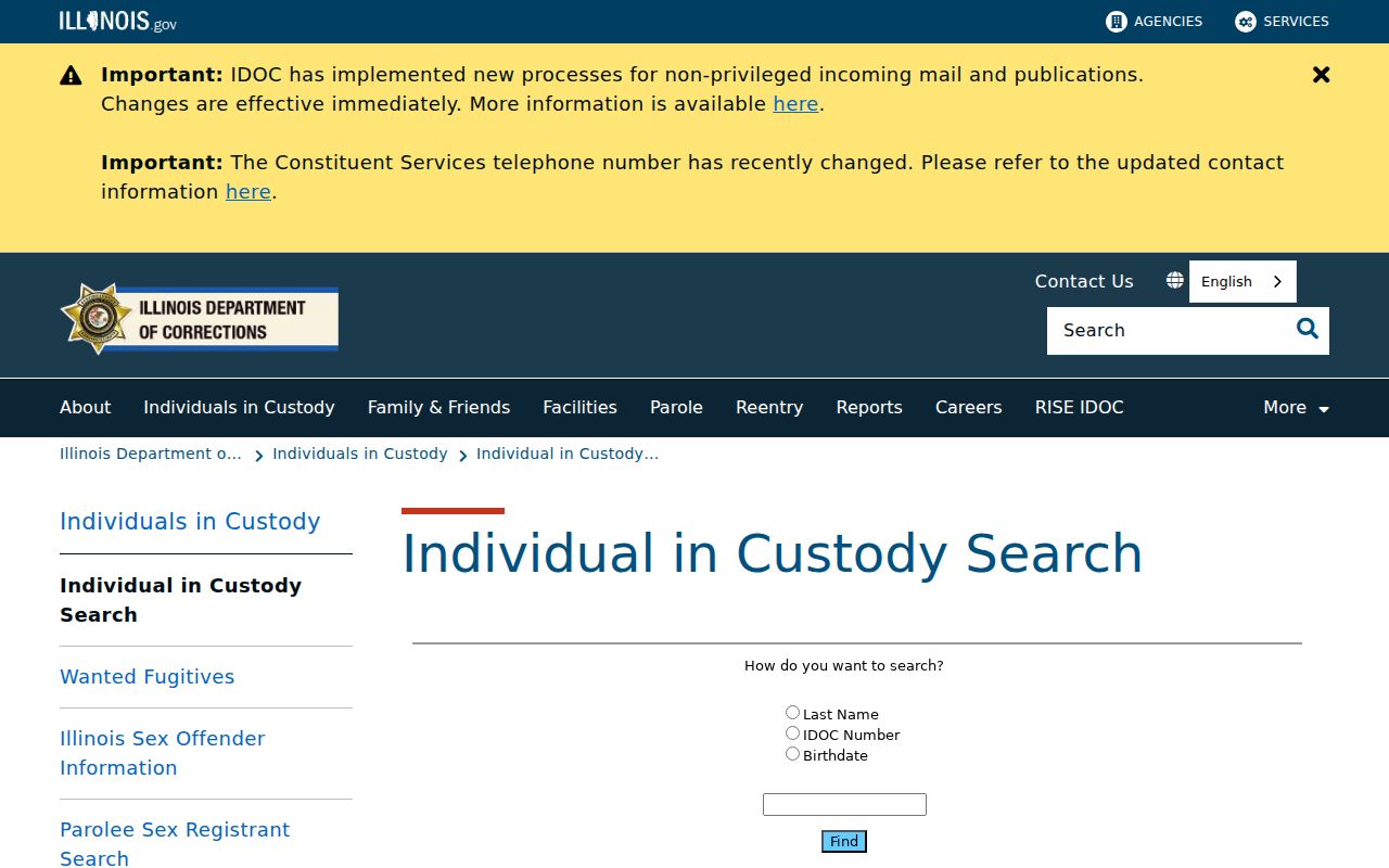 Coles County criminal history IDOC custody search