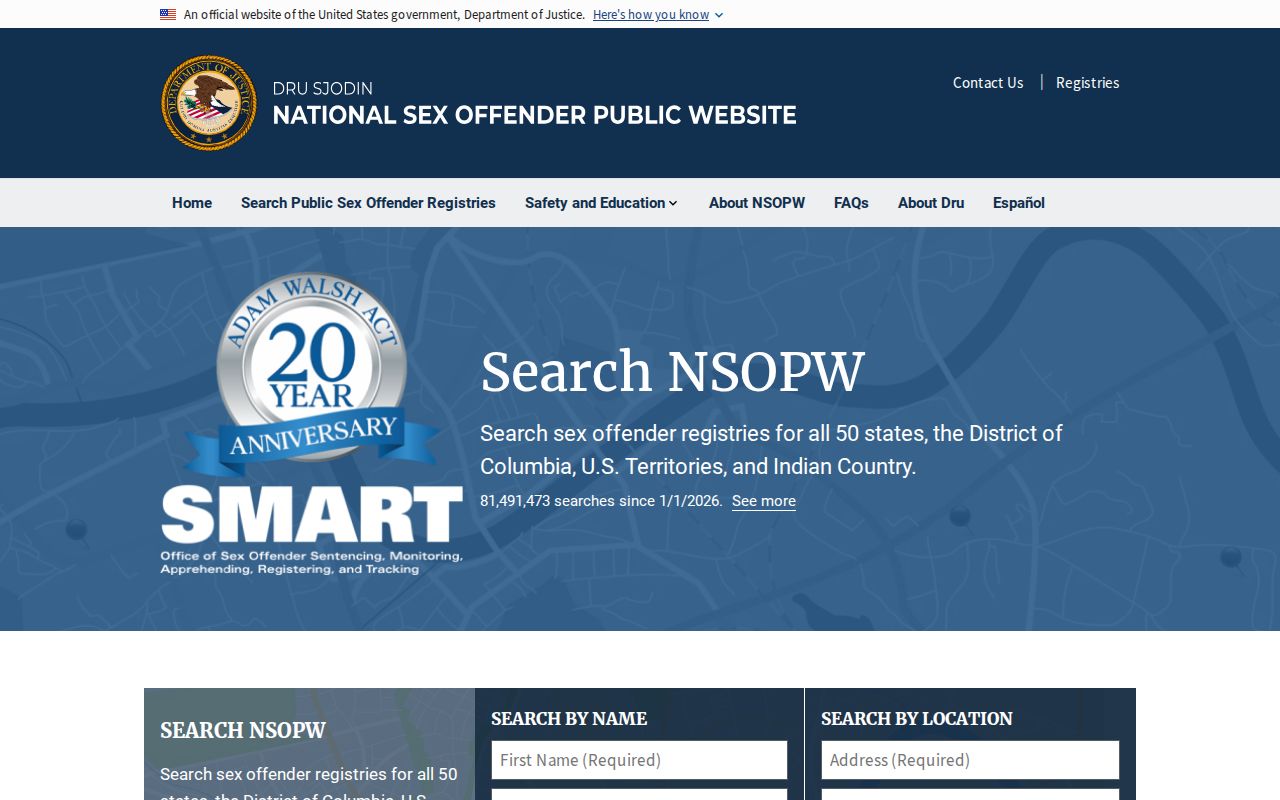 National Sex Offender Public Website search entry